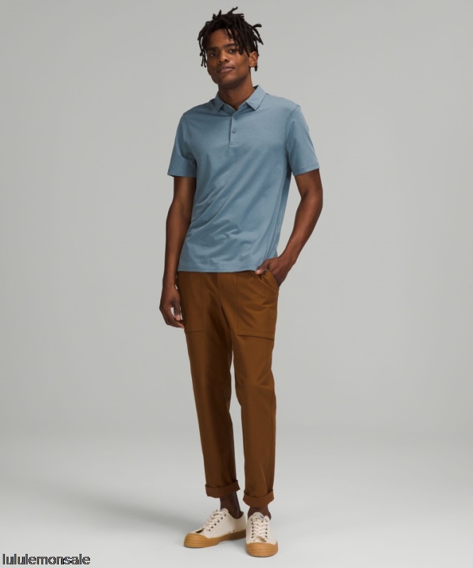Lululemon Verkauf DELULU741 | Evolution Kurzarm Poloshirt River Blue